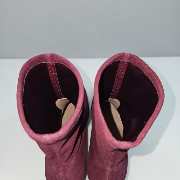 Stuart Weitzman Allshine Ankle Bootie Size 9 Wine Red Suede Sock Jewel Heel Fall - Picture 11 of 15